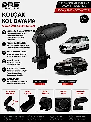 Skoda Octavia 2004 - 2013 / Yeti 2010 - 2017 Kolçak Kol Dayama Siyah