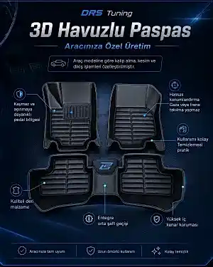 Citroen Uyumlu C4X Benzin/Hybrid 2025 Sonrası 5D Havuzlu Karbon Dizayn Paspas Seti