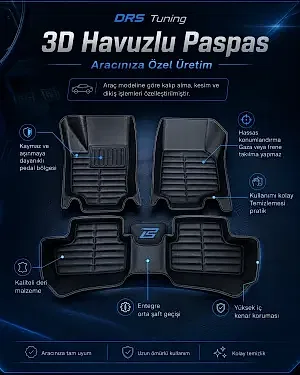 Chevrolet Uyumlu Cruze 2015 Sonrası 5D Havuzlu Karbon Dizayn Paspas Seti