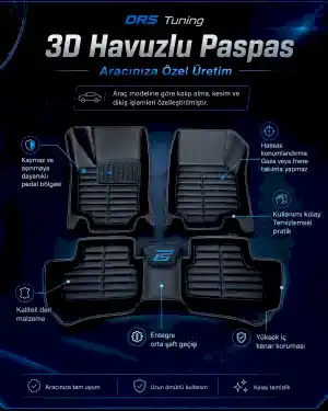 Opel Uyumlu Corsa 2019 Sonrası 5D Havuzlu Karbon Dizayn Paspas Seti