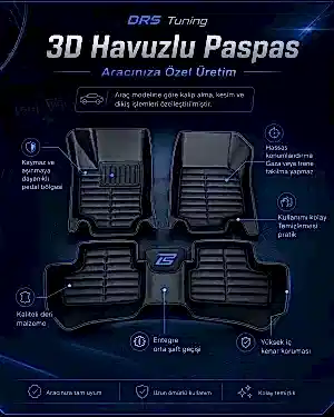 Opel Uyumlu Zafira 2019 Sonrası 5D Havuzlu Karbon Dizayn Sadece Ön Kısım Paspas Seti