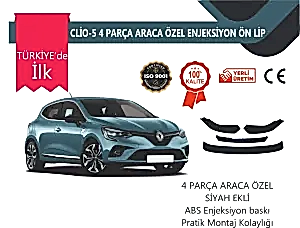 Renault Clio 5 2019 Sonrası  4 Parça Ön Lip Siyah