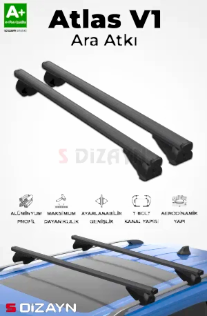 S-Dizayn Peugeot Bipper S-Bar Atlas V1 Ara Atkı Tavan Taşıyıcı Barı Siyah 155 Cm 2008 Üzeri A+ Kalite