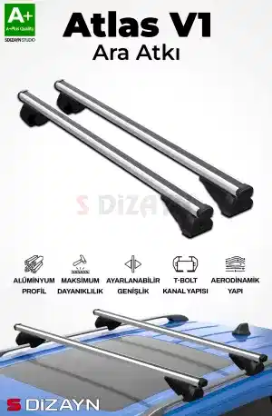S-Dizayn Toyota Land Cruıser S-Bar Atlas V1 Ara Atkı Tavan Taşıyıcı Barı Gri 140 Cm 1998-2007 A+ Kalite
