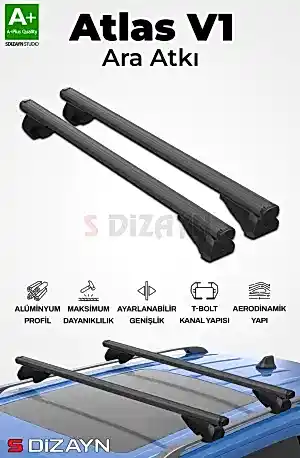 S-Dizayn Renault Captur S-Bar Atlas V1 Ara Atkı Tavan Taşıyıcı Barı Siyah 130 Cm 2013-2020 A+ Kalite