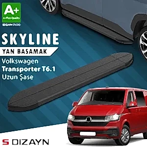 S-Dizayn Vw Transporter T6.1 Uzun Şase Skyline Siyah Yan Basamak 253 Cm 2019-2024 A+ Kalite