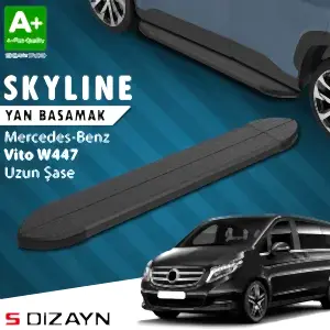 S-Dizayn Mercedes Vito W447 Uzun Şase Skyline Siyah Yan Basamak 253 Cm 2014 Üzeri A+ Kalite