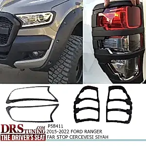 Ford Ranger 2015-2020 Far Ve Stop Çerçevesi Kaplama Siyah