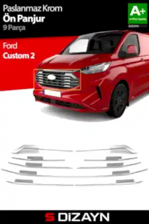 S-Dizayn Ford Tourneo Custom 2 Krom Ön Panjur 9 Prç. 2023 Üzeri A+ Kalite