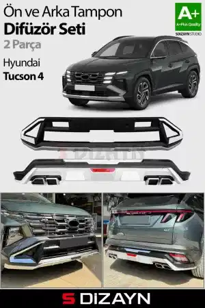 S-Dizayn Hyundai Tucson 4 Ön Ve Arka Tampon Koruma Difüzör Seti 2025 Üzeri A+ Kalite