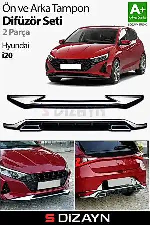 S-Dizayn Hyundai I20 Ön Ve Arka Tampon Koruma Difüzör Seti 2020 Üzeri A+ Kalite