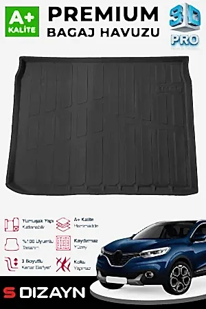 S-Dizayn Renault Kadjar 3D Pro Bagaj Havuzu 2015 Üzeri A+ Kalite