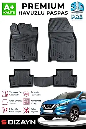 S-Dizayn Nissan Qashqai 3D Pro Havuzlu Paspas 2013-2021 A+ Kalite