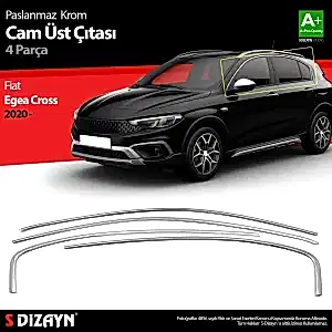 S-Dizayn Fiat Egea Cross Krom Cam Üst Çıtası 4 Prç. 2020 Üzeri (Mat Krom) A+ Kalite