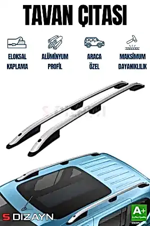S-Dizayn Fiat Doblo 3 Uzun Şase Aluminyum Gri Tavan Çıtası 2023 Üzeri A+ Kalite