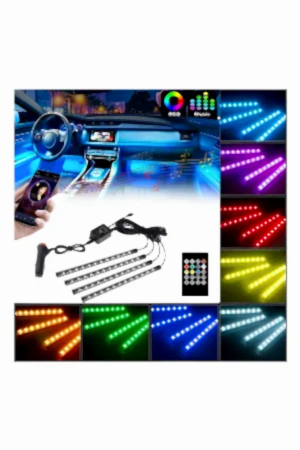 Araç İçi Ayak Altı Müziğe Ve Sese Duyarlı 12 Ledli Rgb Renkli Kumandalı Led