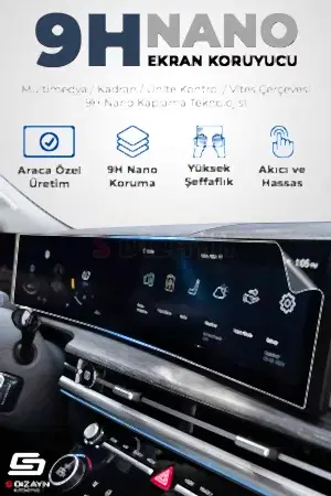 S-Dizayn Peugeot Rifter 9H Nano Multimedya Ekran Koruyucu 10 İnç Parlak 2024-2025 A+ Kalite