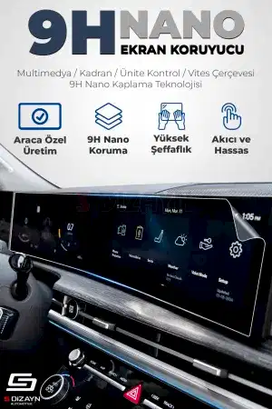 S-Dizayn Opel Combo 9H Nano Gösterge Ve Multimedya Ekran Koruyucu 2'Li Set 10 İnç Parlak 2020 Üzeri A+ Kalite