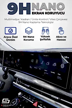 S-Dizayn Kia Stonic Cool / Business / Elegance 9H Nano Multimedya Ekran Koruyucu 8 İnç Parlak 2020-2023 A+ Kalite