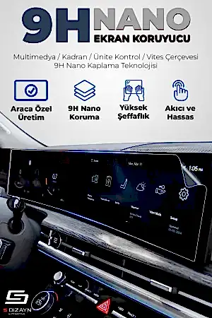 S-Dizayn Honda Civic Elegance / Executive 9H Nano Multimedya Ekran Koruyucu 7 İnç Mat 2020-2021 A+ Kalite