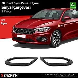 S-Dizayn Fiat Egea Siyah Abs Plastik Sinyal Çerçevesi 2 Prç. Abs Plastik Dolgulu 2015 Üzeri