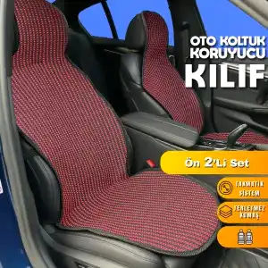 Fiat Egea Uyumlu Koltuk Kılıfı Minder Çizgili Siyah Kırmızı 2+1 Ön Arka Set
