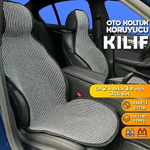 Bmw 1 Serisi Uyumlu Koltuk Kılıfı Minder Çizgili Füme Beyaz 2+1 Ön Arka Set