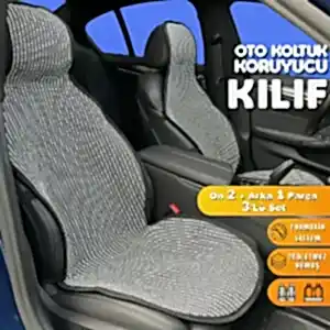 Bmw 1 F20 Uyumlu Koltuk Kılıfı Minder Çizgili Füme Beyaz 2+1 Ön Arka Set