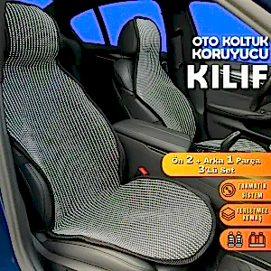 Audi A6 Uyumlu Koltuk Kılıfı Minder Çizgili Füme Beyaz 2+1 Ön Arka Set