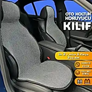 Alfa Romeo Stelvio Uyumlu Koltuk Kılıfı Minder Çizgili Füme Beyaz 2+1 Ön Arka Set