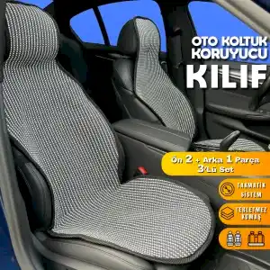 Alfa Romeo Mito Uyumlu Koltuk Kılıfı Minder Çizgili Füme Beyaz 2+1 Ön Arka Set
