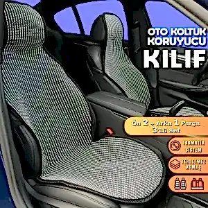 Alfa Romeo 156 Uyumlu Koltuk Kılıfı Minder Çizgili Füme Beyaz 2+1 Ön Arka Set