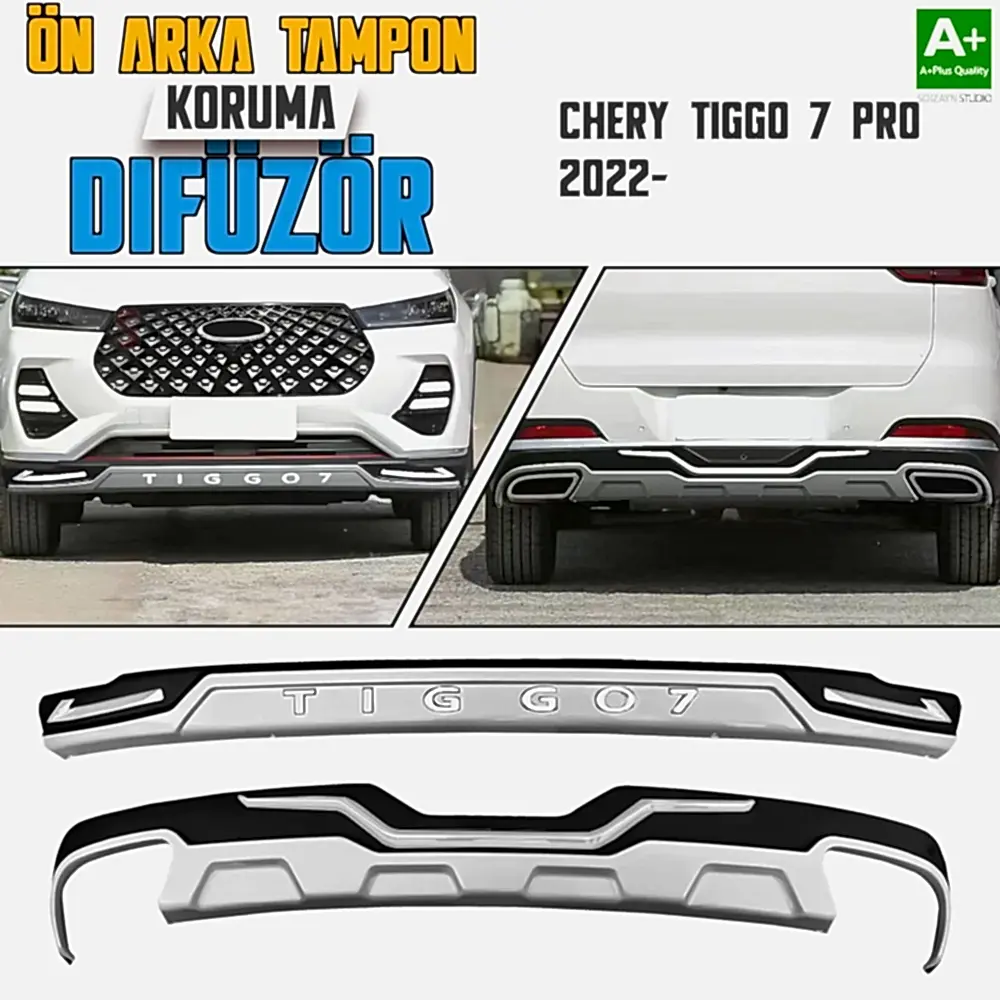 S-Dizayn Chery Tiggo 7 Pro Ön ve Arka Tampon Koruma Difüzör Seti 2022 Üzeri A+ Kalite