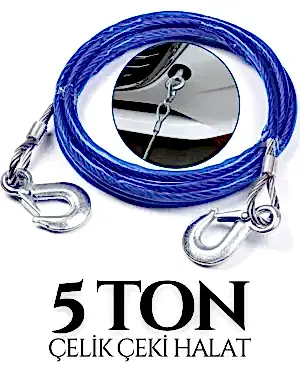 Drs Tuning Oto Çekme Halatı Kancalı 5 Ton İzoleli Çelik Malzeme