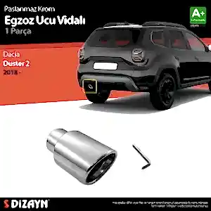 S-Dizayn Dacia Duster 2 Krom Egzoz Ucu Vidalı 55Mm Çap 2018&nbsp;Ve&nbsp;Üzeri