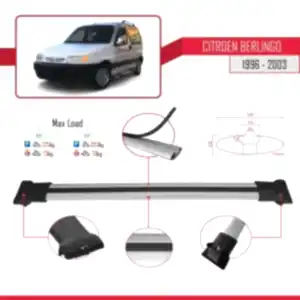Citroen Berlingo 1996-2003 Arası ile uyumlu FLY Model Ara Atkı Tavan Barı GRİ 4 ADET BAR thumb 4