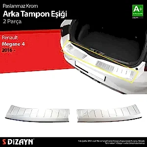 S-Dizayn Renault Megane 4 Hb Krom Arka Tampon Eşiği 2016 Üzeri