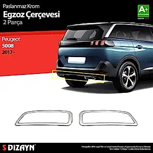 S-Dizayn Peugeot 5008 Krom Egzoz Çıkışı 2 Prç. 2017 Üzeri