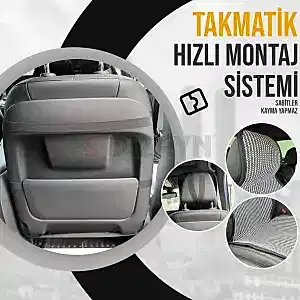 S-Dizayn Oto Koltuk Koruyucu Kılıf Çizgili Füme Beyaz Universal 2+1 Parça Ön Arka A+ Kalite thumb 2