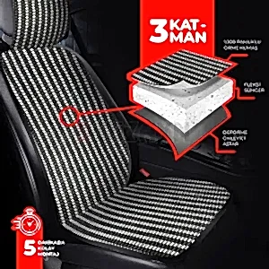 S-Dizayn Oto Koltuk Koruyucu Kılıf Çizgili Füme Beyaz Universal 2+1 Parça Ön Arka A+ Kalite thumb 4