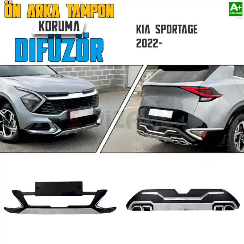 S-Dizayn Kia Sportage Ön ve Arka Tampon Koruma Difüzör Seti 2022 Üzeri A+ Kalite