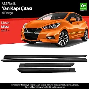 S-Dizayn Nissan Micra Abs Plastik Yan Kapı Koruma Çıtası 2013 Üzeri A+ Kalite