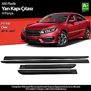 S-Dizayn Honda Civic Abs Plastik Yan Kapı Koruma Çıtası 2016-2021 A+ Kalite