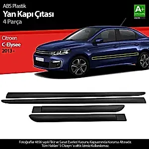 S-Dizayn Citroen C-Elysee Abs Plastik Yan Kapı Koruma Çıtası 2013 Üzeri A+ Kalite