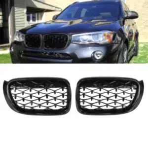 S-Dizayn Bmw X3-X4 F25/F26 Ön Panjur Böbrek Parlak Siyah Piano Black Diamond Model 2014-2017