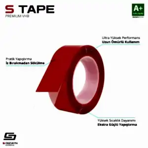S-Dizayn Çift Taraflı Bant 20Mm X 5 Metre Şeffaf Silikon Vhb Bant A+Kalite