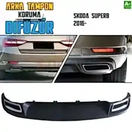Skoda Superb Uyumlu Arka Tampon Difüzör Egzozlu Oem Stil 2016 Üzeri Parça