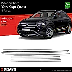 Volkswagen T-Roc Uyumlu Makyajlı Krom Yan Kapı Çıtası 4 Parça. 2021 Üzeri Parça
