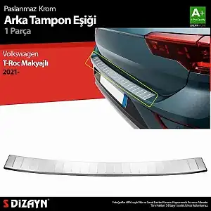 Volkswagen T-Roc Uyumlu Makyajlı Krom Arka Tampon Eşiği 2021 Üzeri Parça