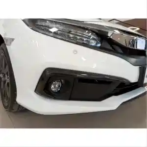 Honda Civic Uyumlu Fc5 2019-2021 Ön Sis Kaşı Kaplaması Karbon (Makyajlı Kasa)